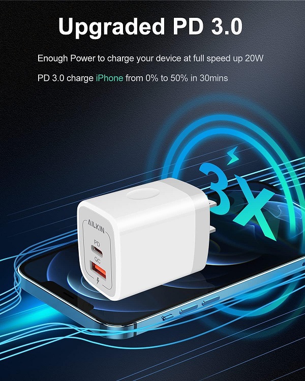 Ailkin BYHA-001 20W Wall Charger With PD 3..